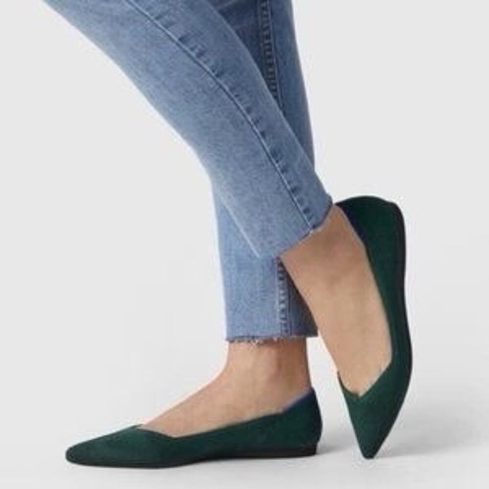 Rothy’s The Point Emerald Green Pointed Toe Ballet Flats Women’s Size 11 Slip On - Picture 3 of 10